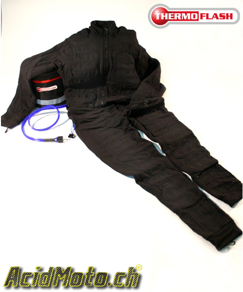 HYK Combinaison chauffante pour l'hiver avec doublure chauffante - T-shirt  et pantalon à piles - Noir - XXL (XXL)