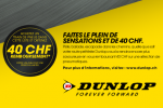 Dunlop Cashback 2018 - A l&#039;achat d&#039;un train de pneus listé, recevez CHF 40.- !